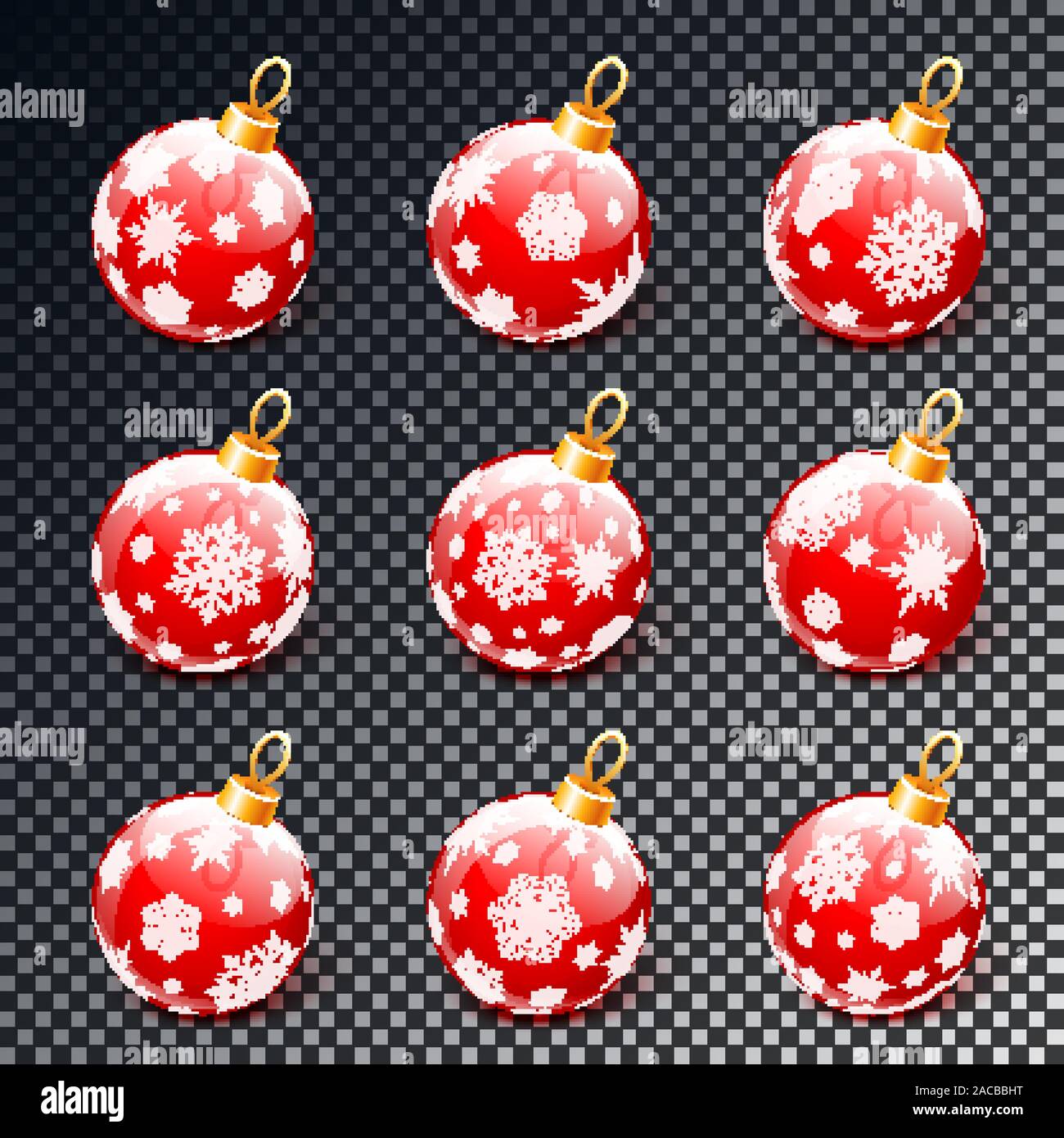Red christmas balls set isolated on transparent background vector Stock ...