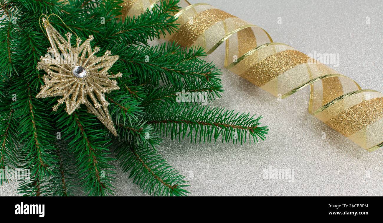 natural Christmas tree branch with Christmas ornament Stock Photo Alamy