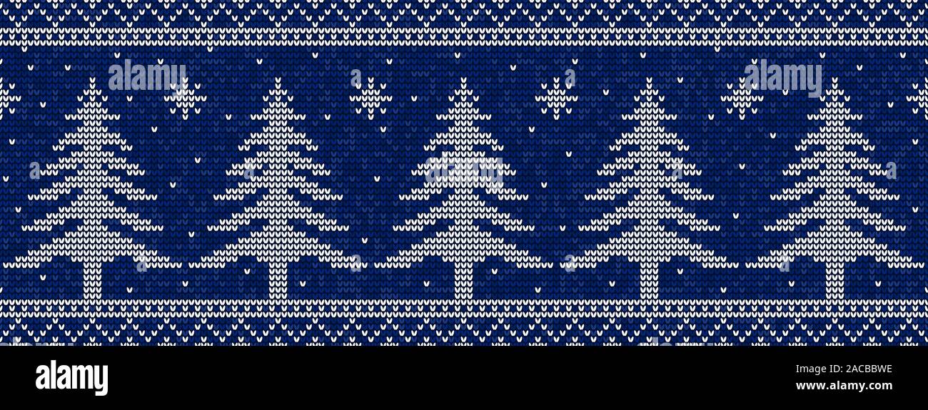 Blue and white christmas knitting seamless pattern background vector ...