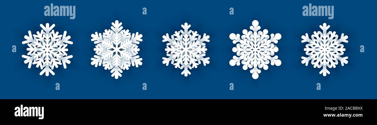 Paper snowflakes set on blue background. Vector illustration Stock Vector