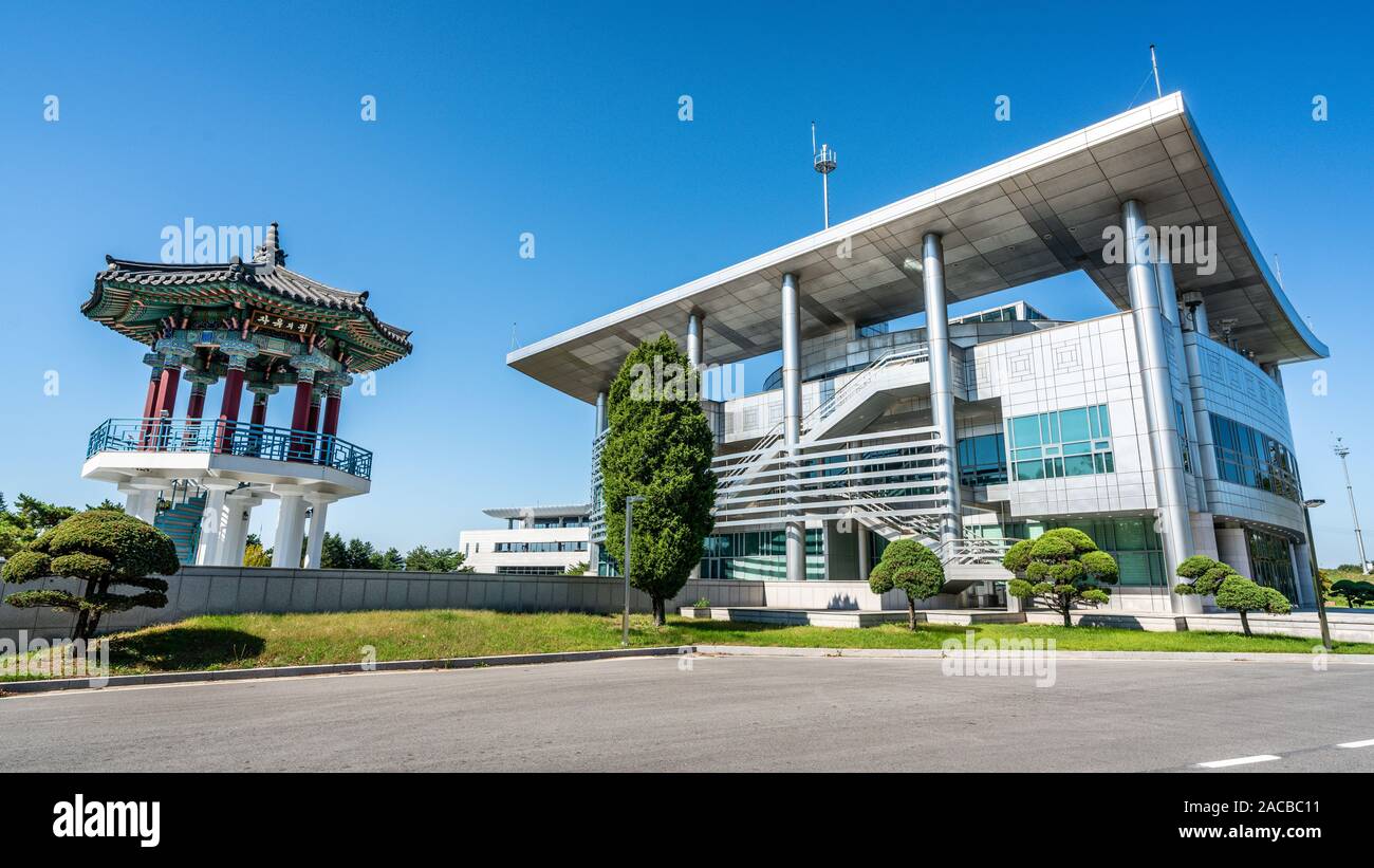 Paju Korea , 24 September 2019 JSA pagoda and Freedom House building