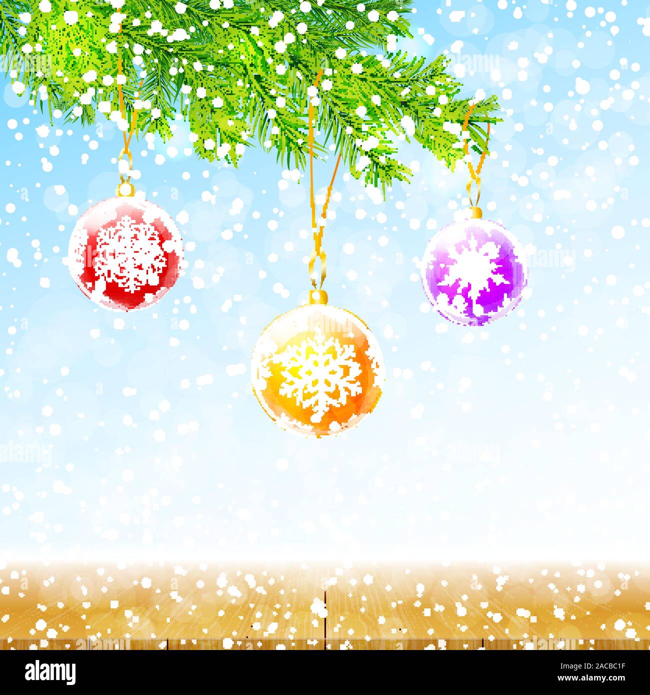 Merry Christmas and Happy New Year greeting card. Winter background ...