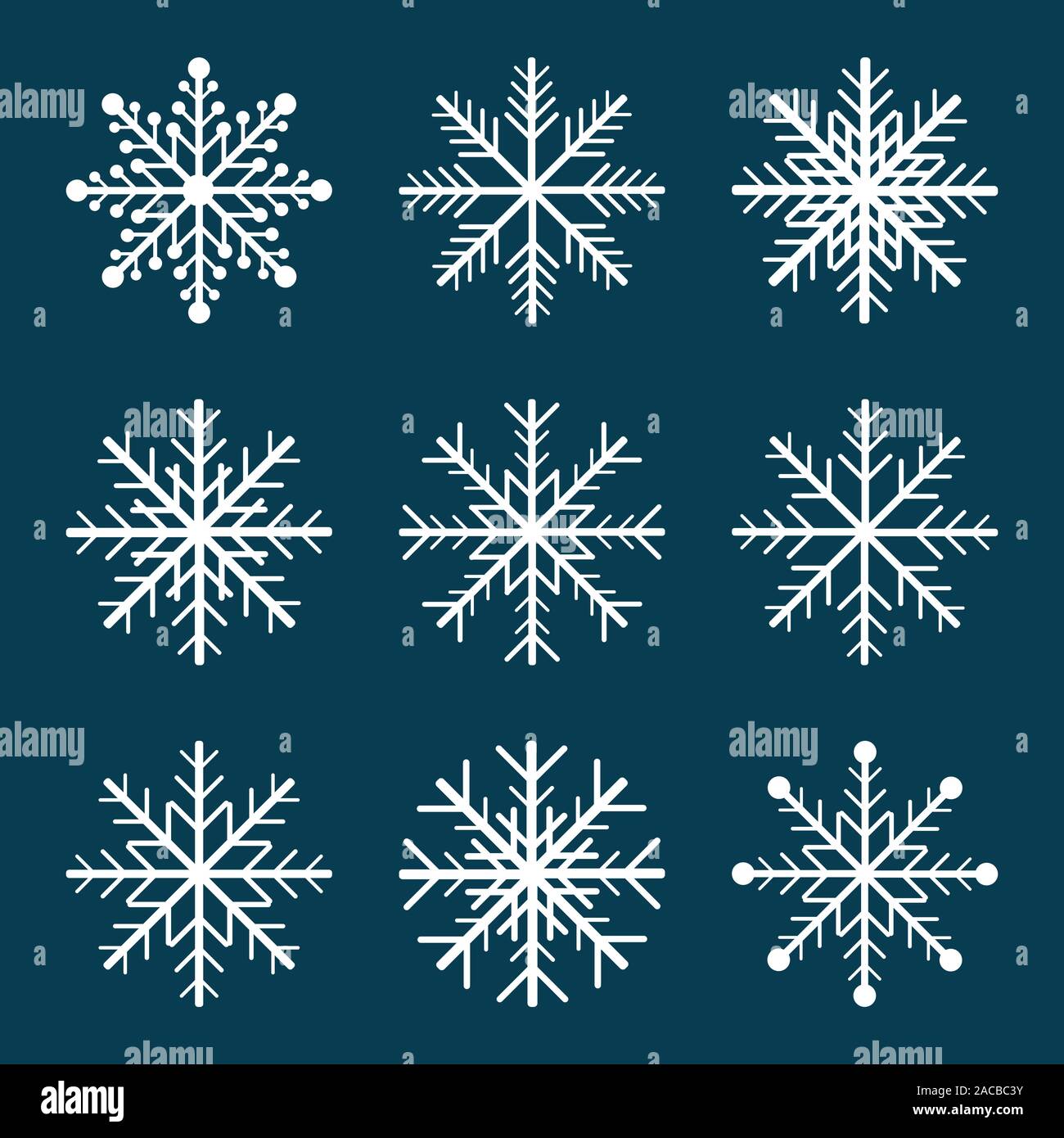 Set of snowflakes on blue background. Vector illustration Stock Vector ...