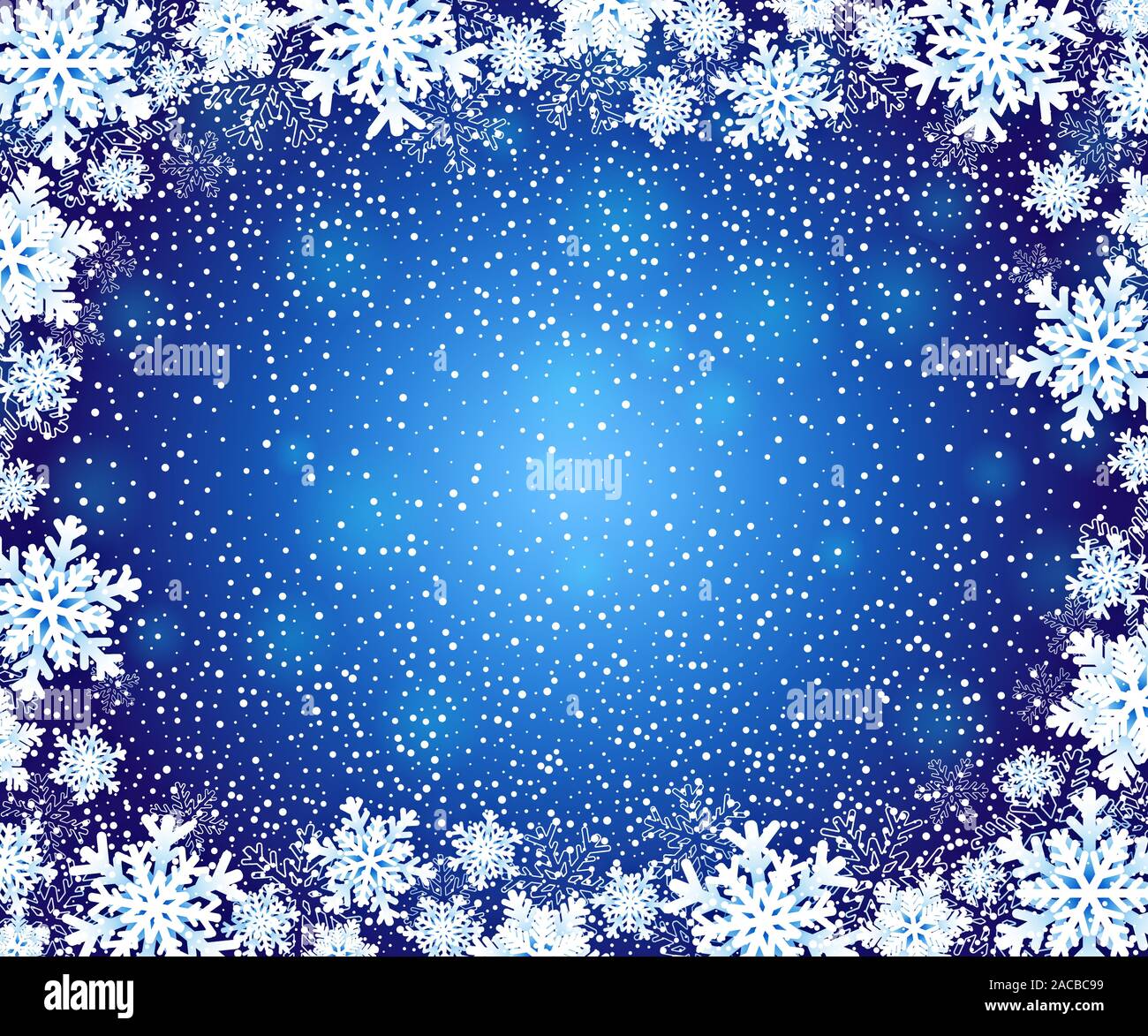 Christmas background with snowflakes frame. Vector illustration Stock ...