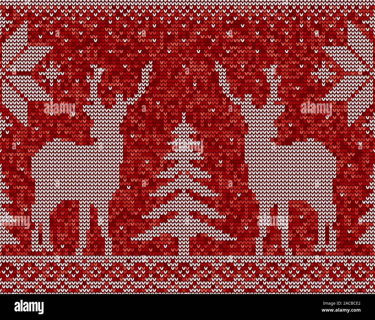 Red and white christmas seamless pattern background with deer, pine ...