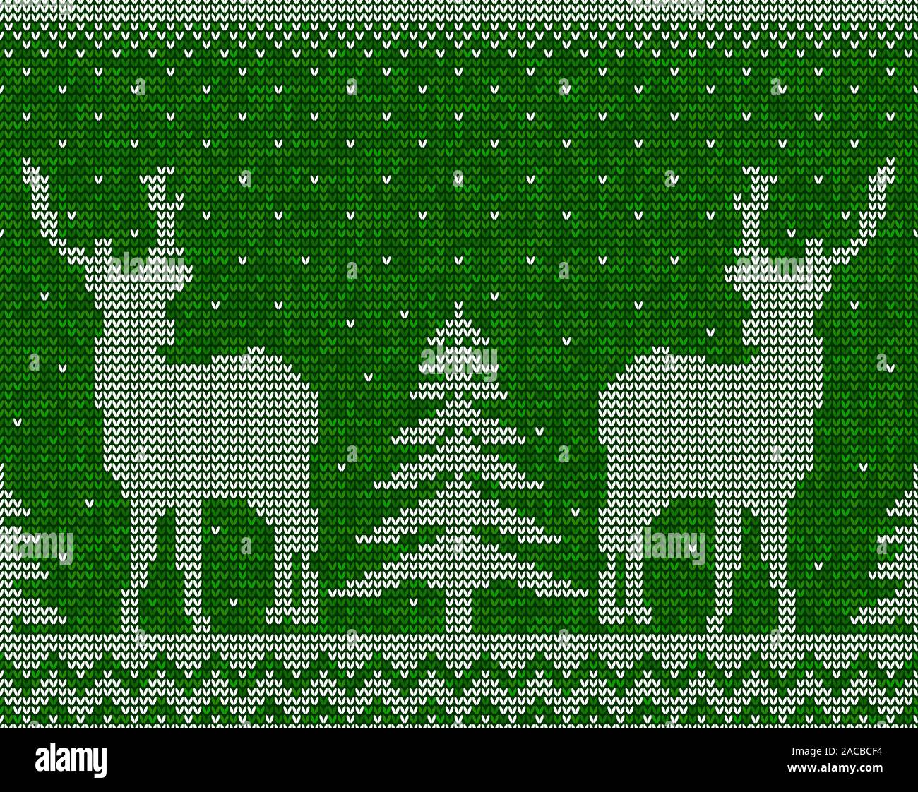Christmas seamless pattern background with deers, snowflakes and pine trees vector Stock Vector