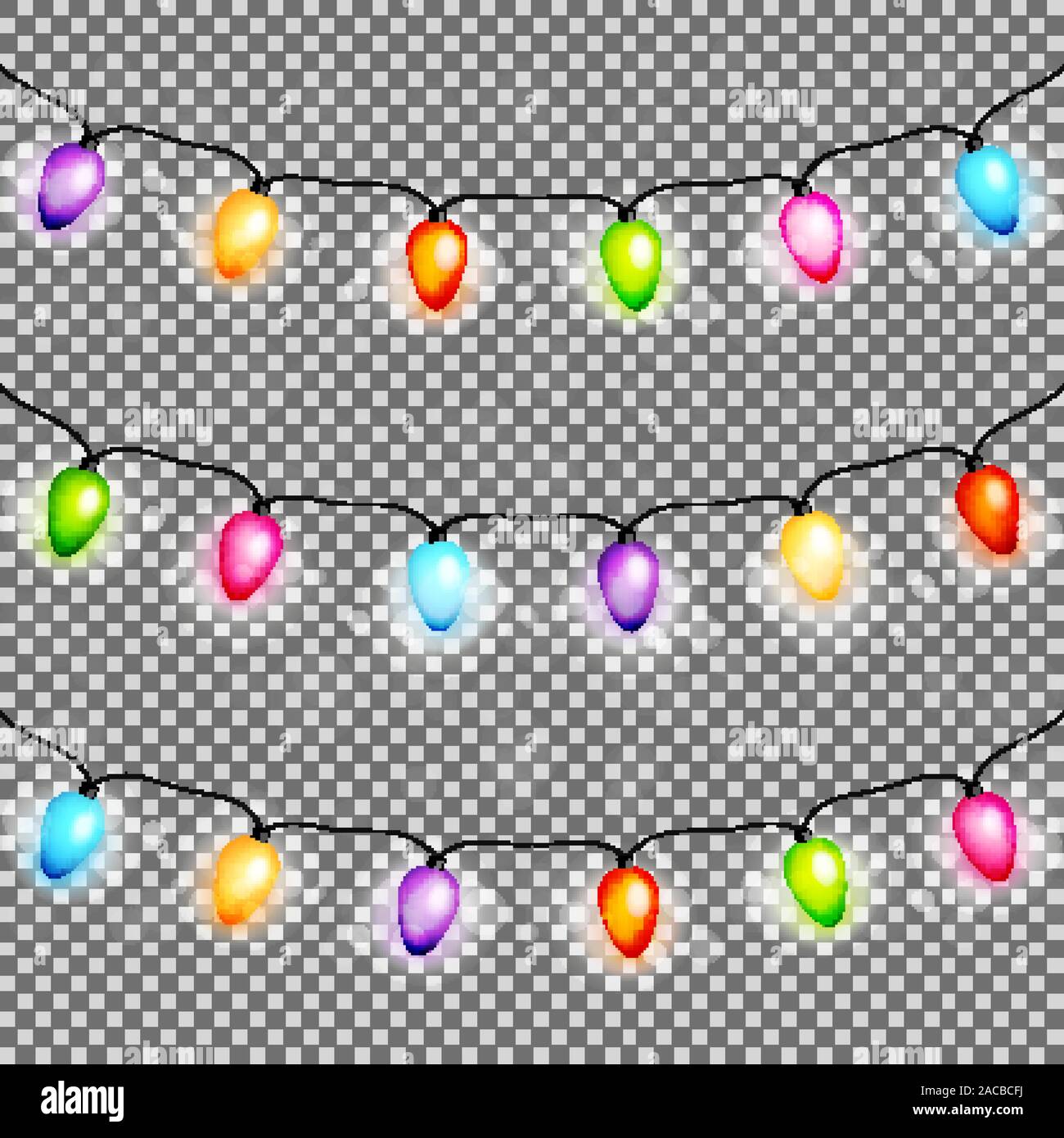 Christmas light bulbs garlands on transparent background vector Stock ...