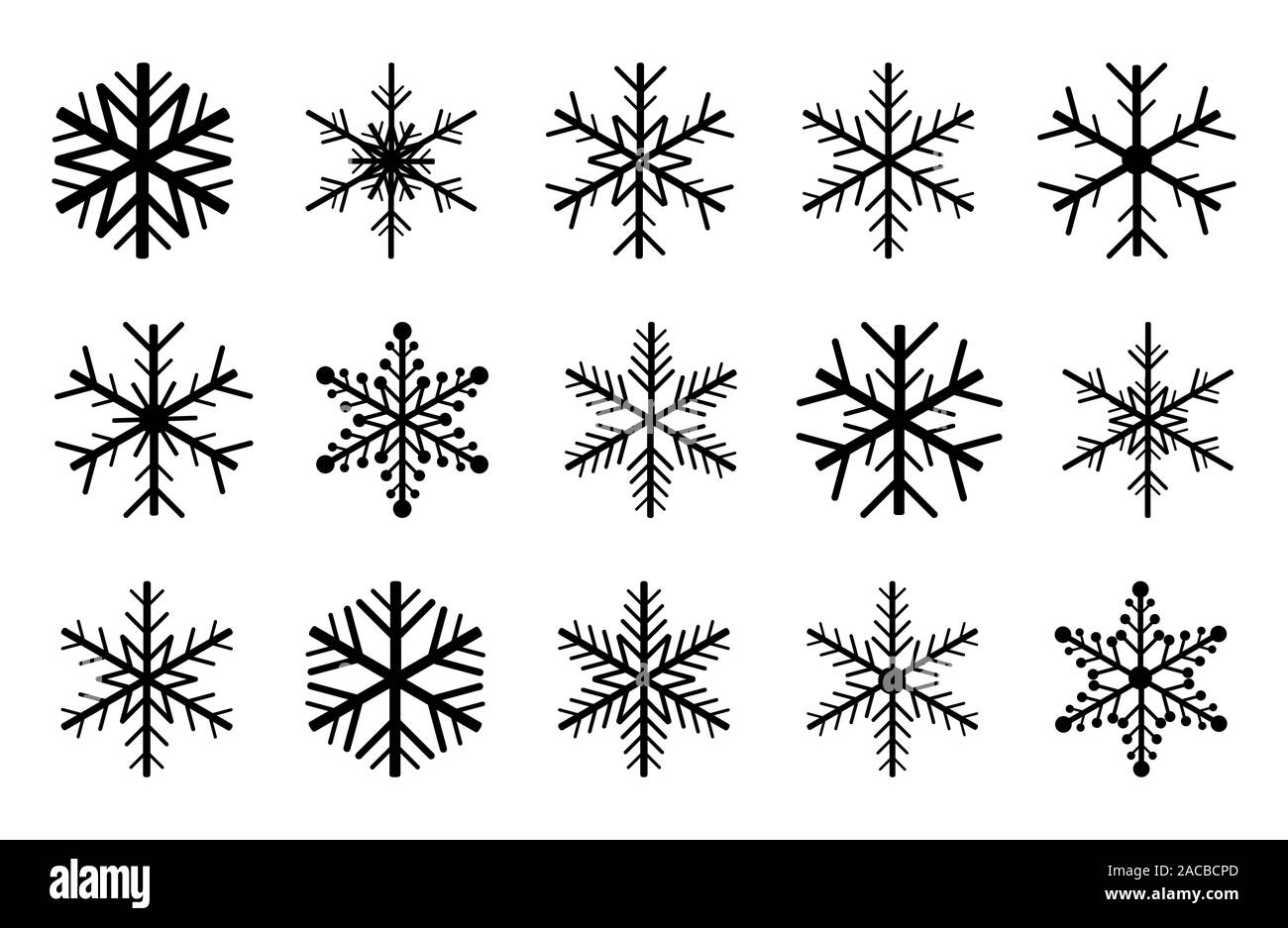 Snowflakes set isolated on white background. Vector illustration Stock ...