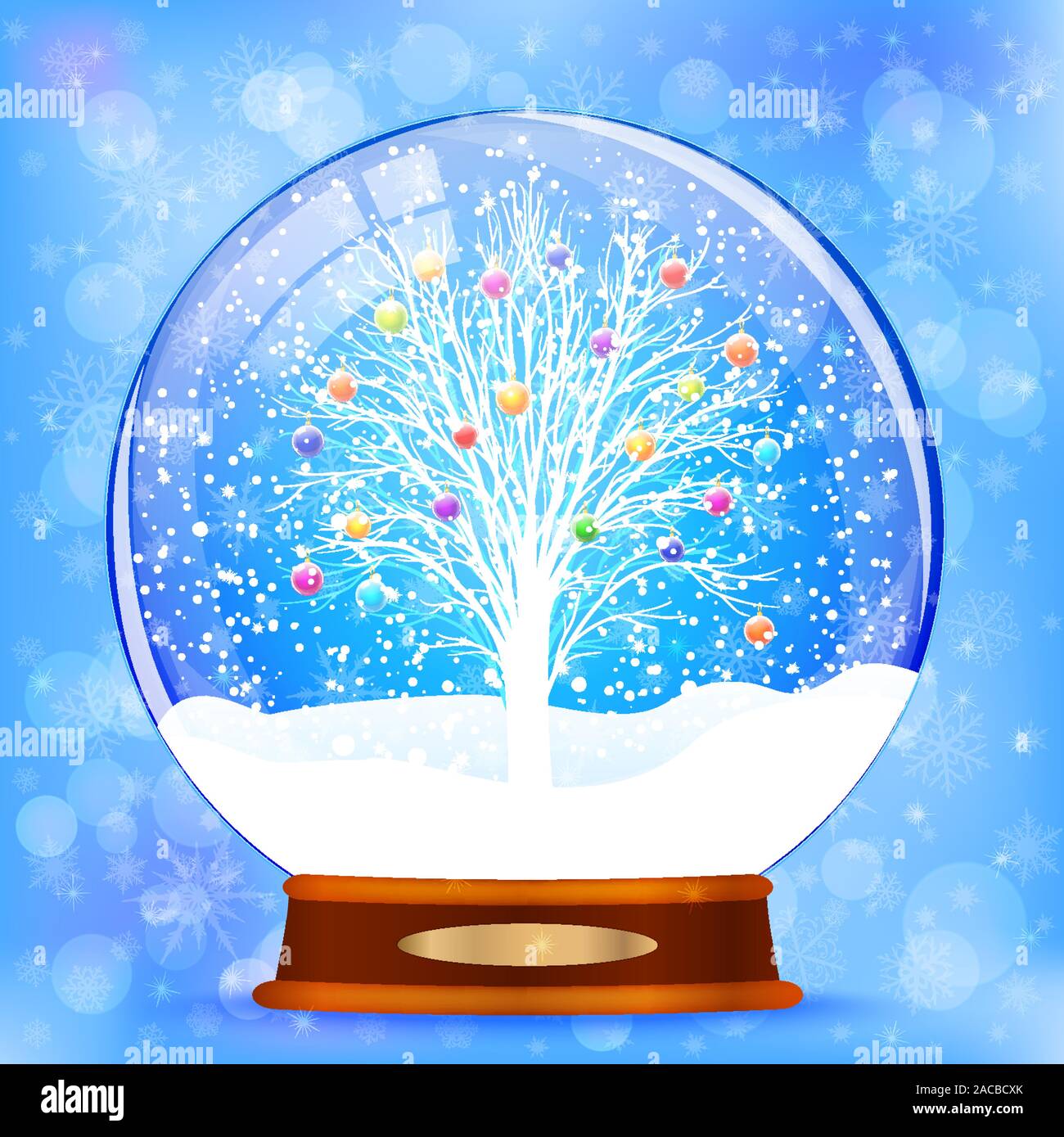 Snow globe with christmas tree vector Stock Vector Image & Art Alamy