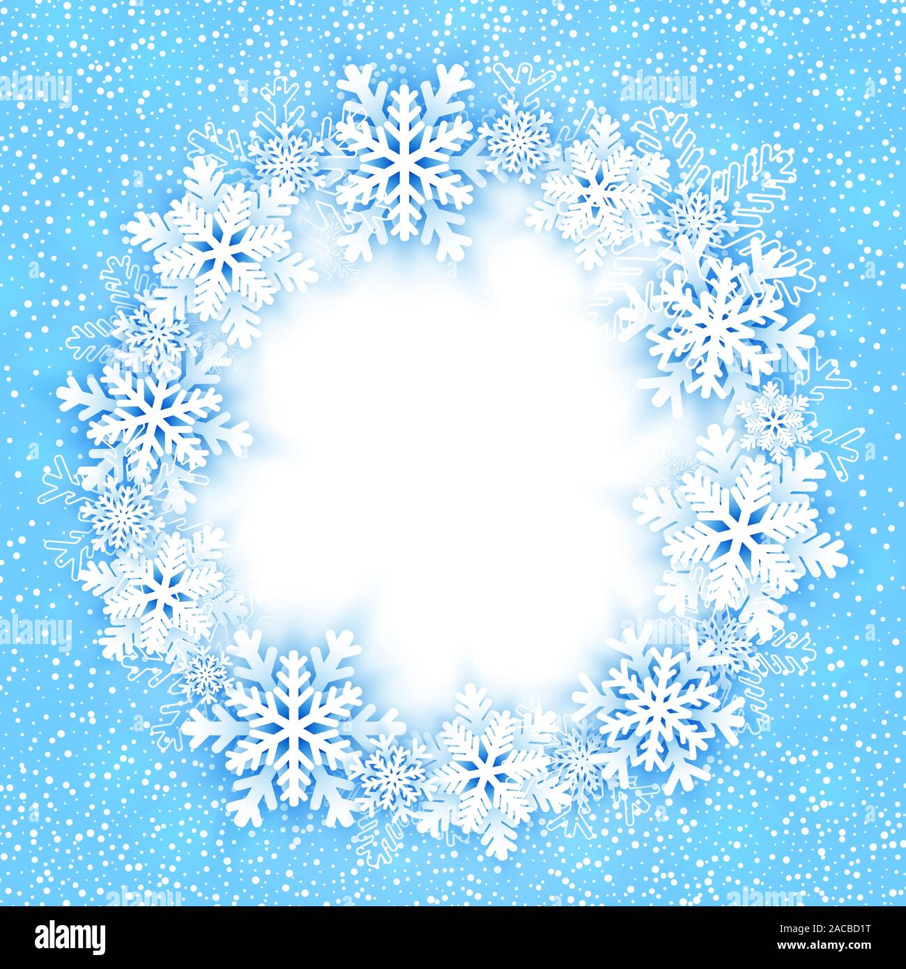 Christmas round frame with snowflakes. Vector illustration Stock Vector
