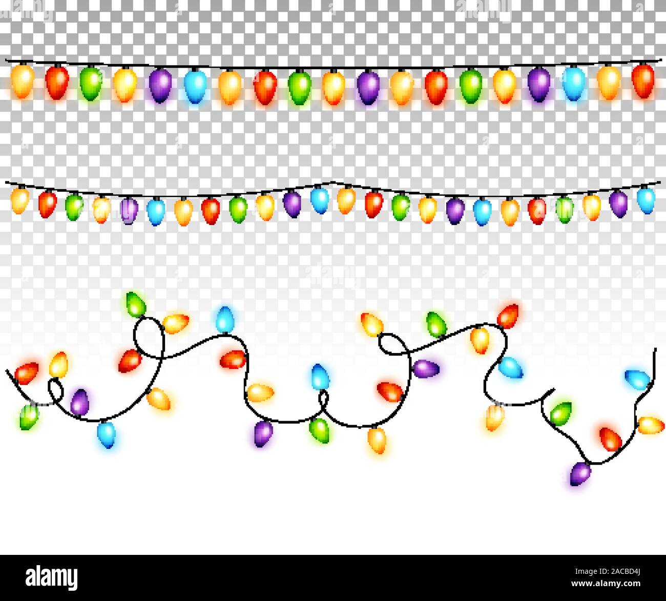 Christmas light bulbs garlands on transparent background vector Stock ...
