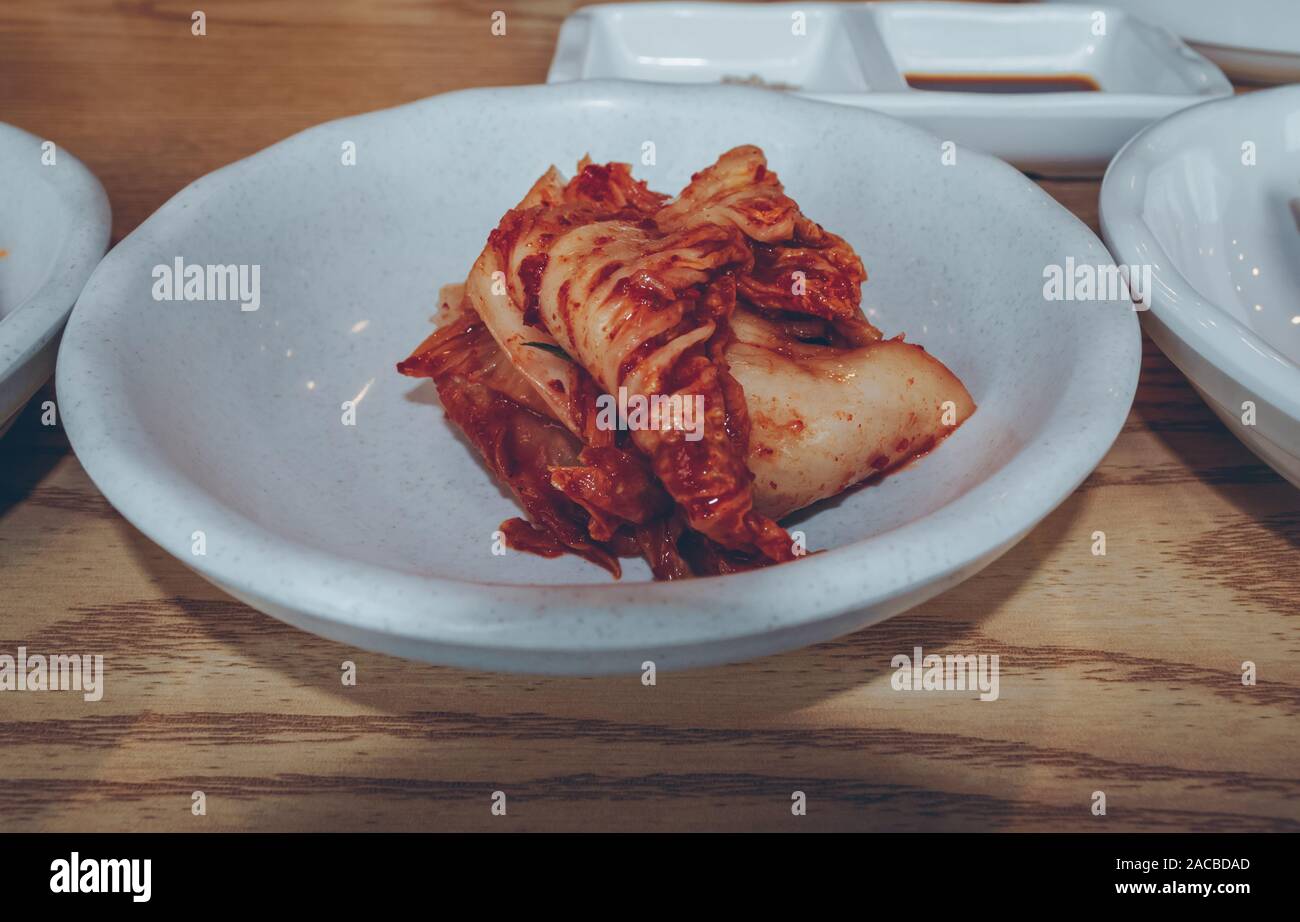 traditional korean side dish cabbage kimchi in white plate Stock Photo Alamy