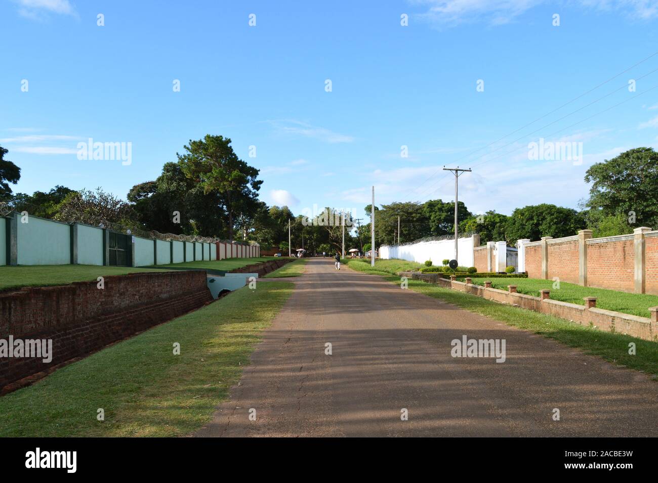 Local street in Lilongwe - the capital of Malawi - one of the poorest countries in the world. Sunny day Stock Photo