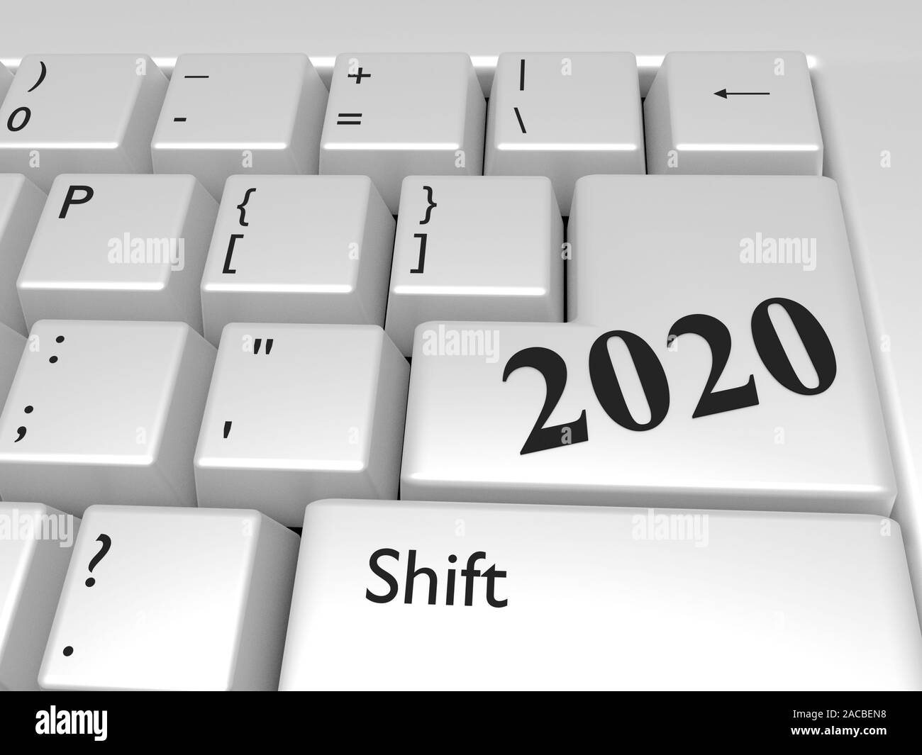 2020 new year over Enter computer key. 3d render Stock Photo