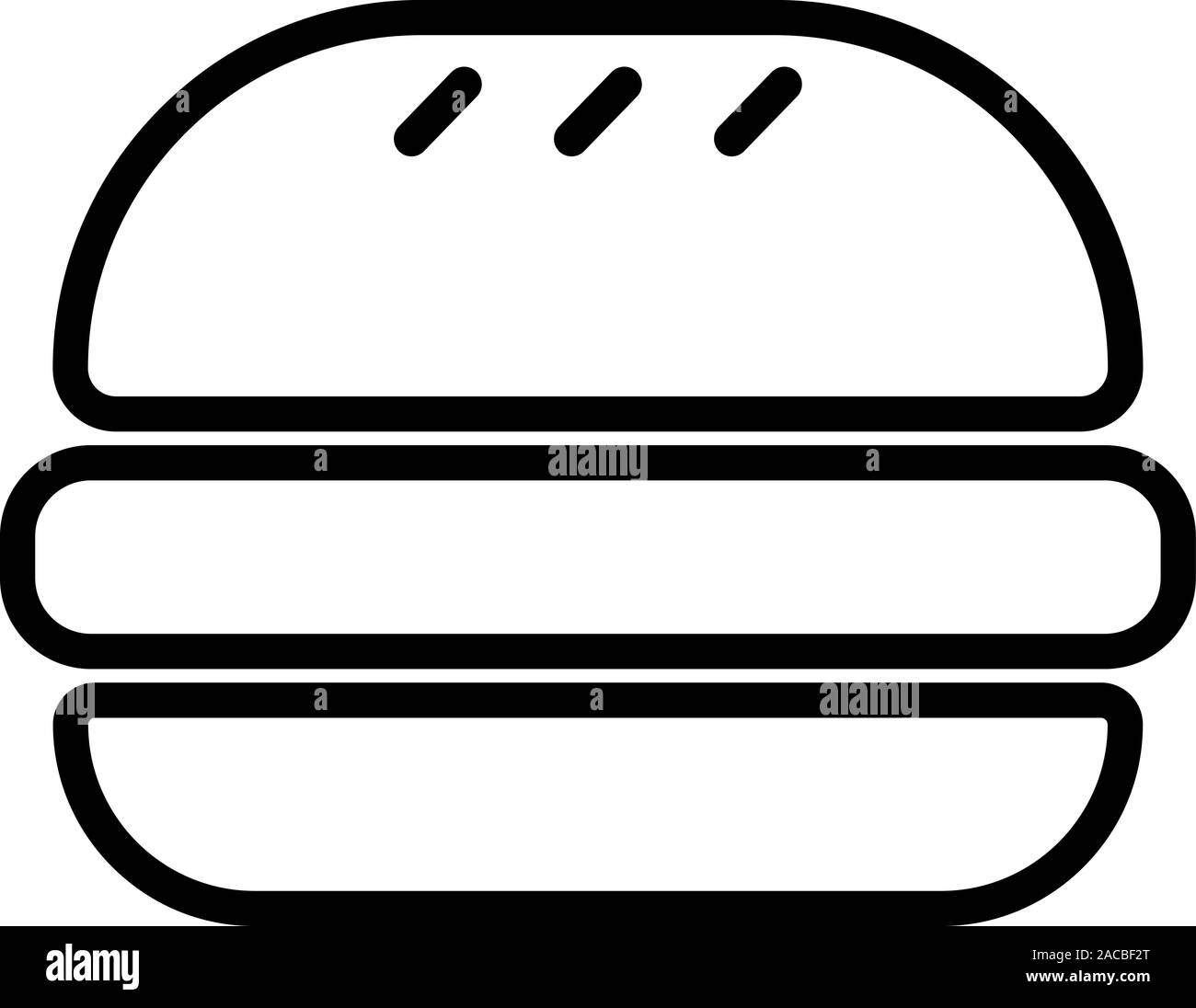 Black outlined symbol of a hamburger, isolated on white background. Stock Vector