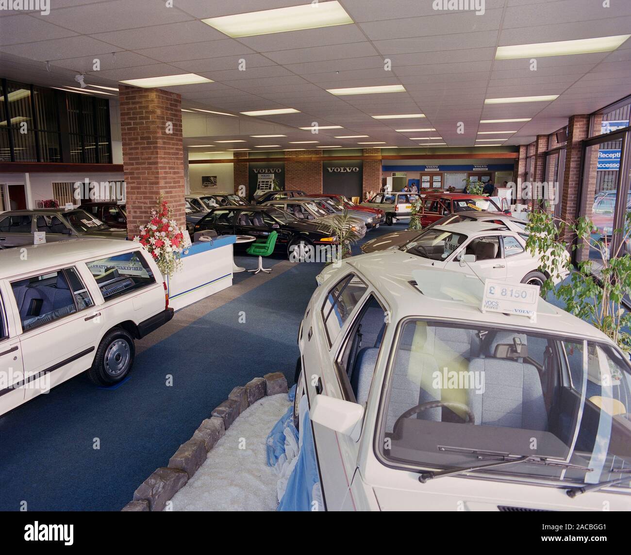 Volvo Car dealership, in Wakefield, in 1988, West Yorkshire, Northern