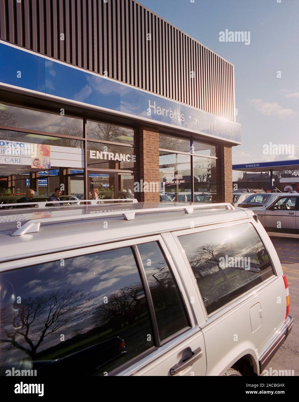 Volvo Car dealership, in Wakefield, in 1988, West Yorkshire, Northern