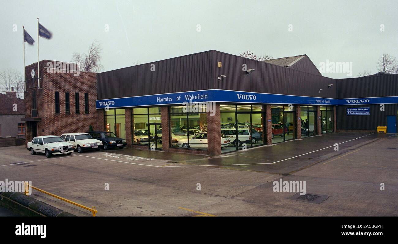 Volvo Car dealership, in Wakefield, in 1988, West Yorkshire, Northern