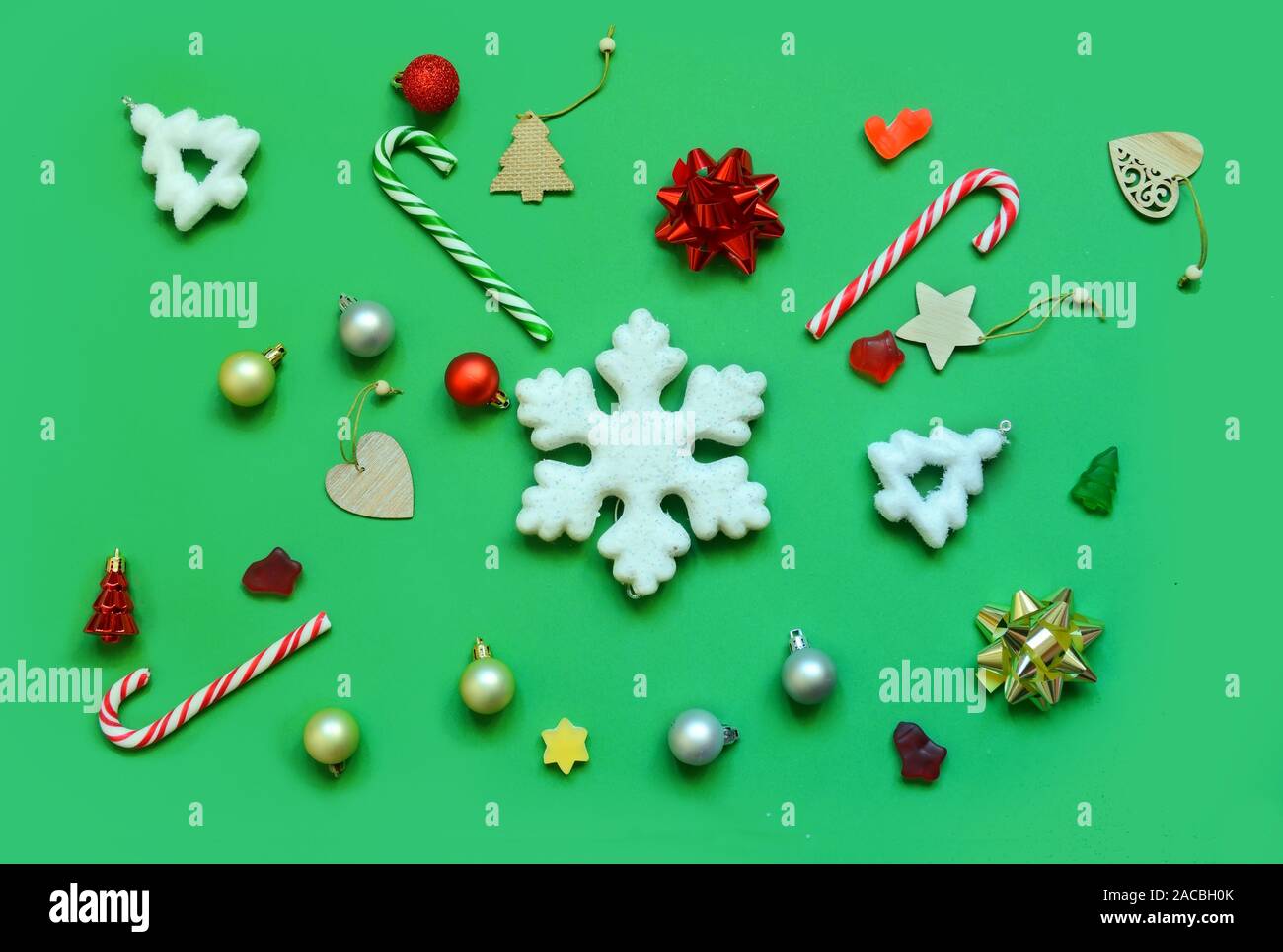 Christmas decorative creative background with various Christmas objects Stock Photo