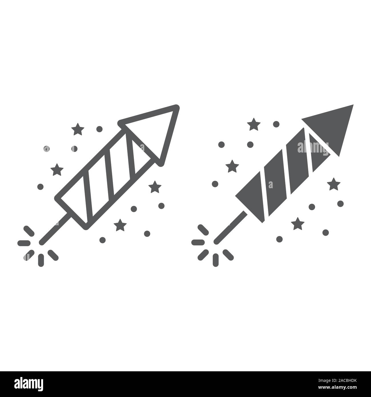 Christmas firework line and glyph icon, party and new year, firecracker ...