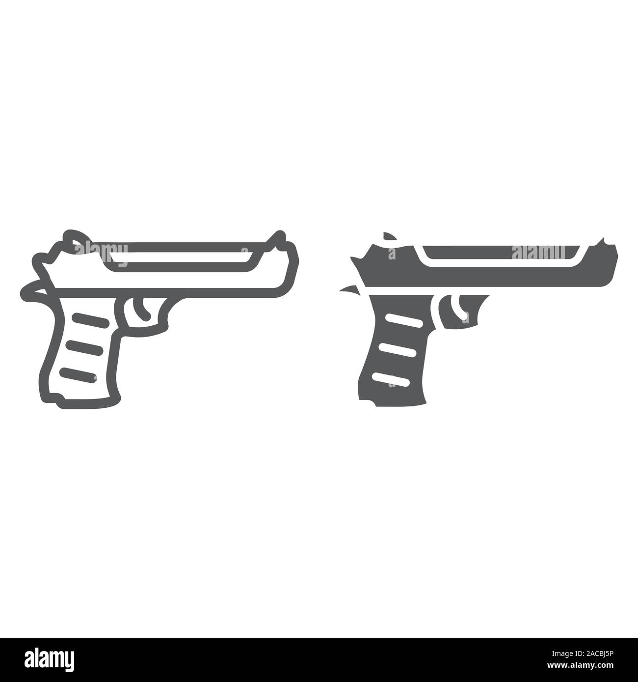 Desert eagle gun line and glyph icon, army and weapon, handgun sign, vector graphics, a linear pattern on a white background. Stock Vector
