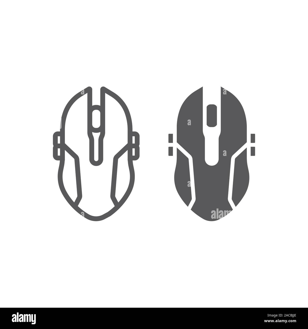 Gaming mouse line and glyph icon, game and device, computer mouse sign ...