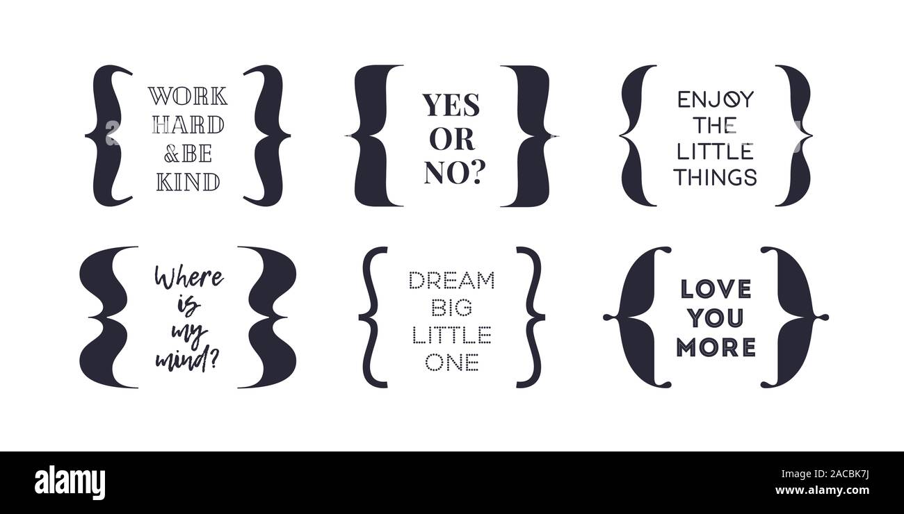 Bracket, braces, parentheses. Typography set of curly brackets Stock