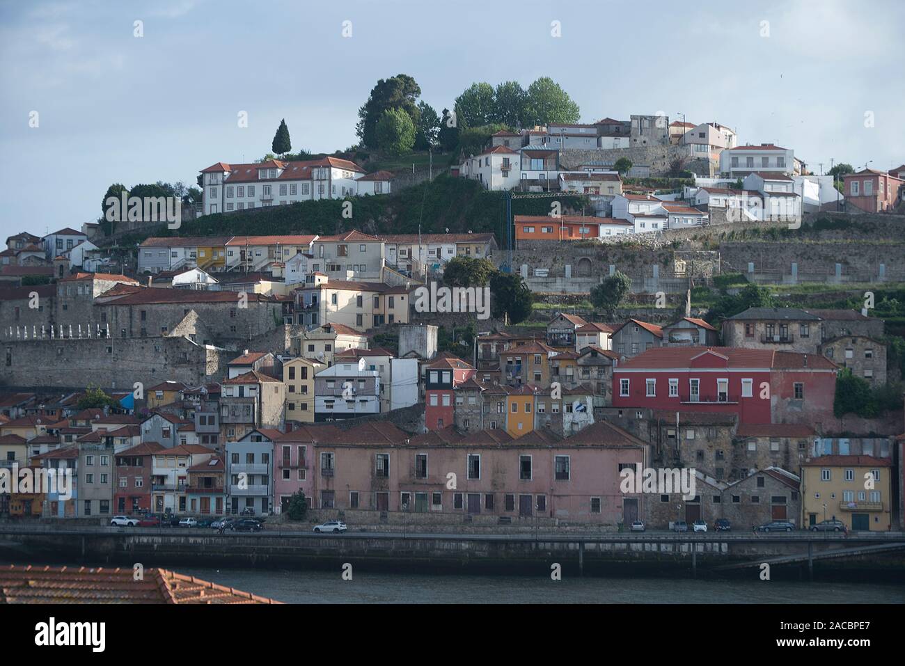Vila Nova de Gaia in the afternoon taken from across the Douro river Stock Photo