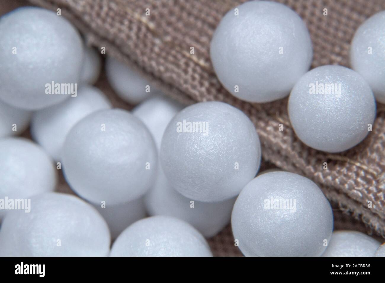 Closeup styrofoam beads on fabric Stock Photo Alamy