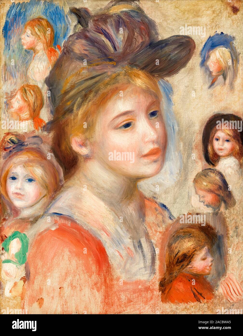 Pierre Auguste Renoir, painting, Study of Girls' Heads, (Étude de têtes de jeunes filles), circa 1893 Stock Photo