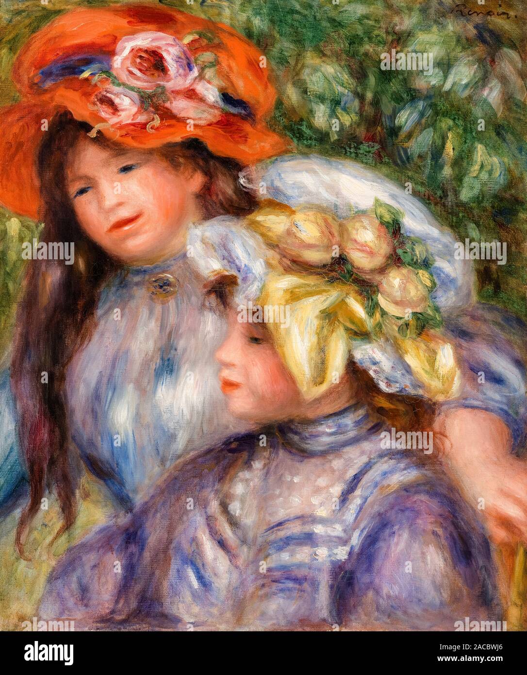 Pierre Auguste Renoir, Two Girls, (Deux fillettes), painting, circa 1910 Stock Photo