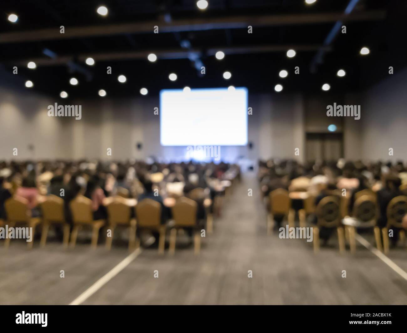 Blurry image in conference room. Abstract blurred people lecture and discussion in seminar room or conference room ,business concept. Stock Photo