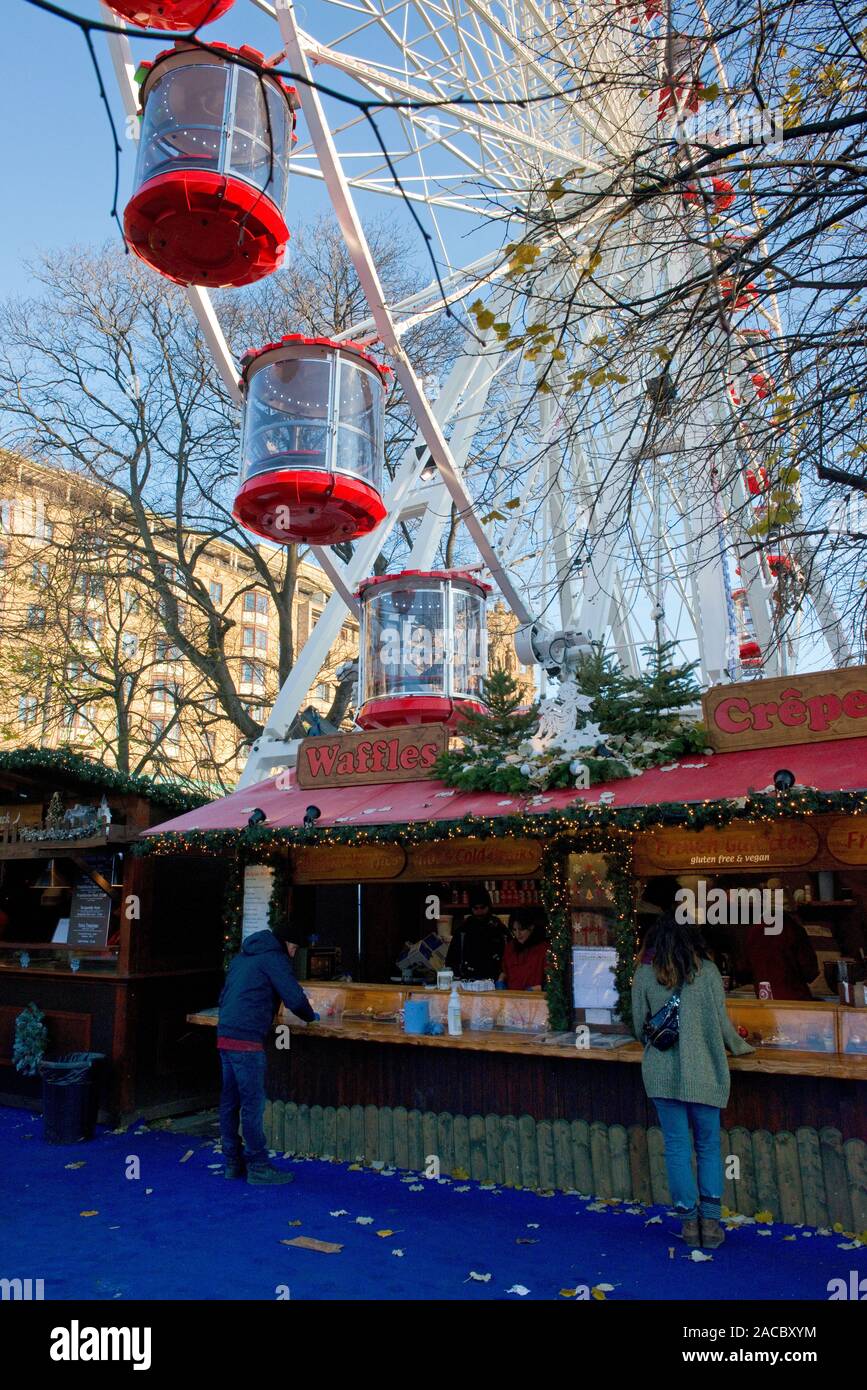 Big Wheel fairground ride. Edinburgh Christmas Market and Fair. Scotland Stock Photo