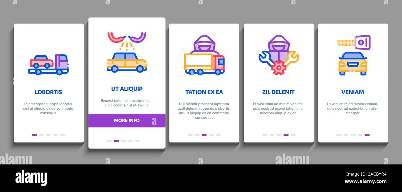 Car Theft Onboarding Elements Icons Set Vector Stock Vector Image & Art ...