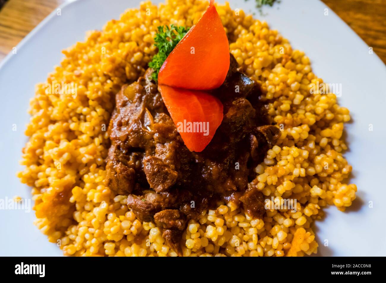 Pörkölt, meat stew, traditional Hungarian meal, Budapest, Hungary Stock Photo
