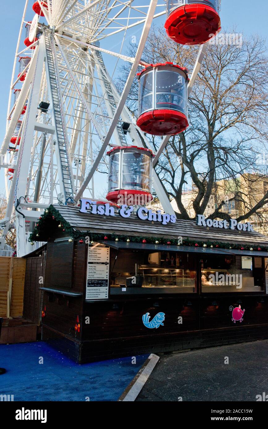 Big Wheel fairground ride. Edinburgh Christmas Market and Fair. Scotland Stock Photo