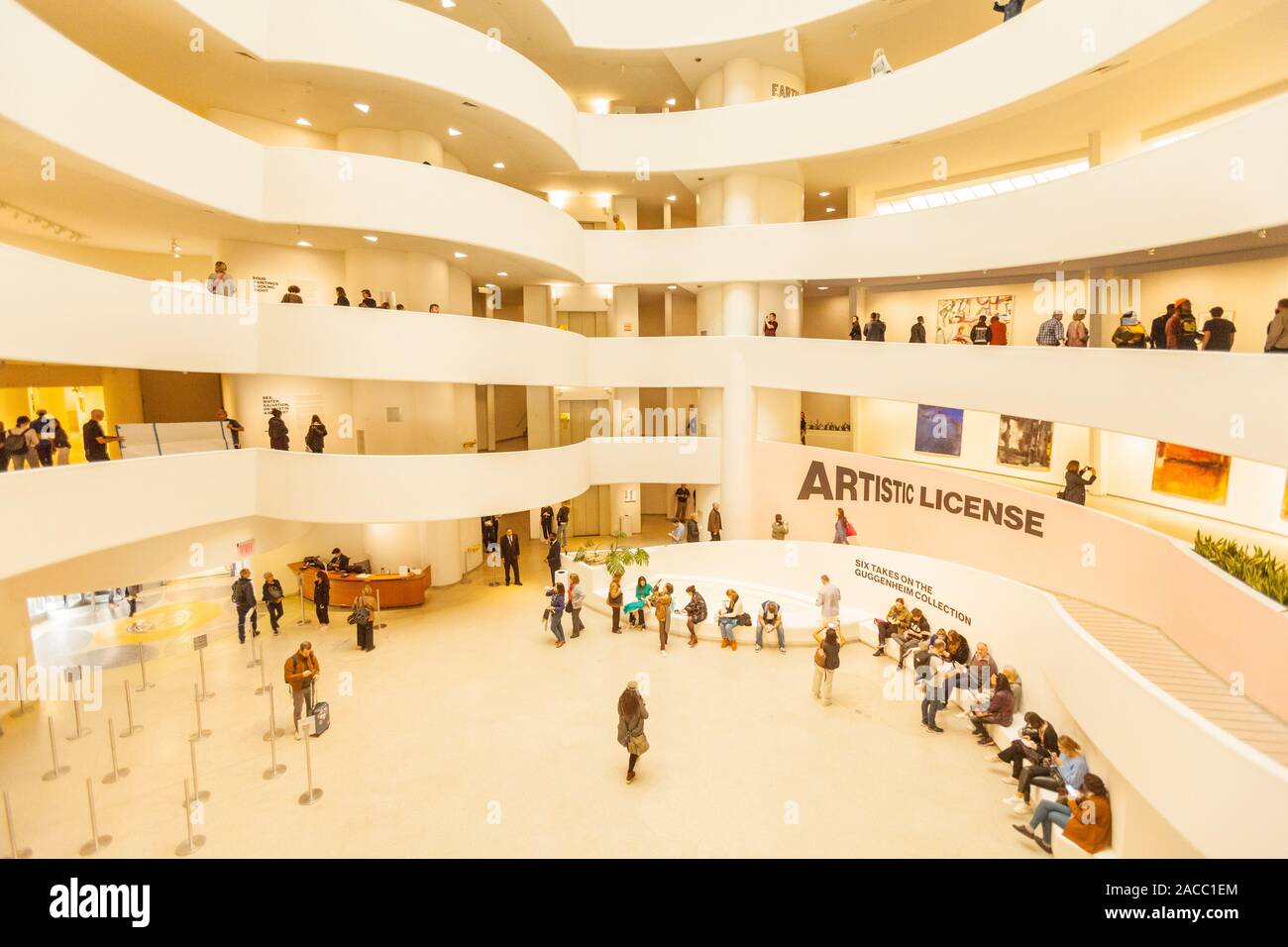 The Spiral Rotunda atrium inside the Guggenheim Museum, Fifth Avenue, Manhattan, New York City, United States of America. Stock Photo