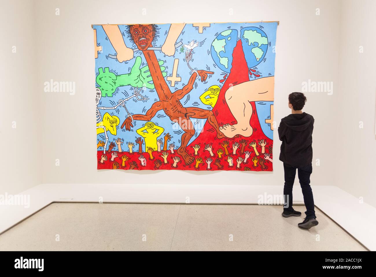 Keith Haring, Michael Stewart – USA for Africa, Guggenheim Museum, Fifth Avenue, New York City, United States of America. Stock Photo