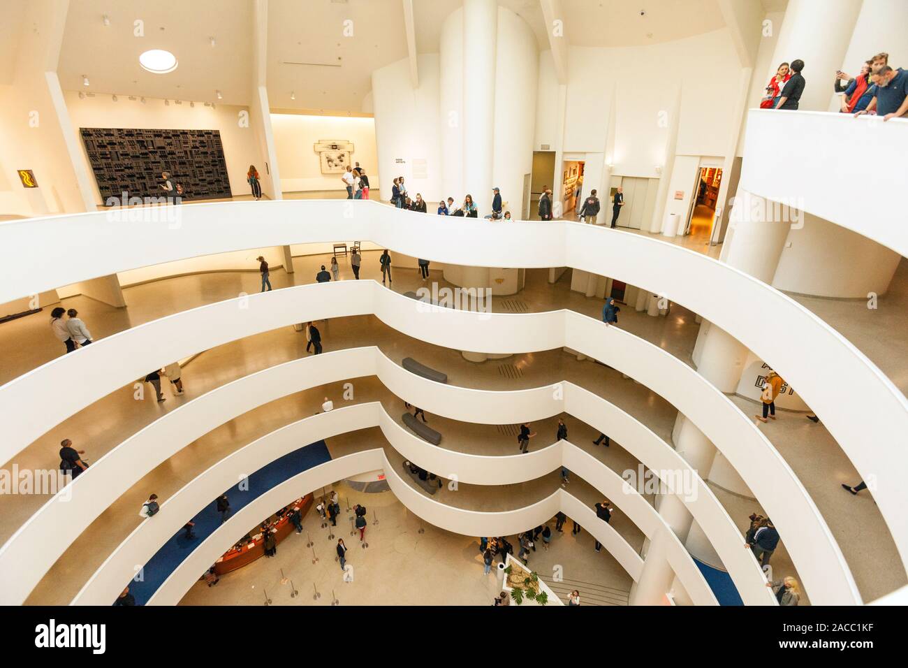 The Spiral Rotunda atrium inside the Guggenheim Museum, Fifth Avenue, Manhattan, New York City, United States of America. Stock Photo