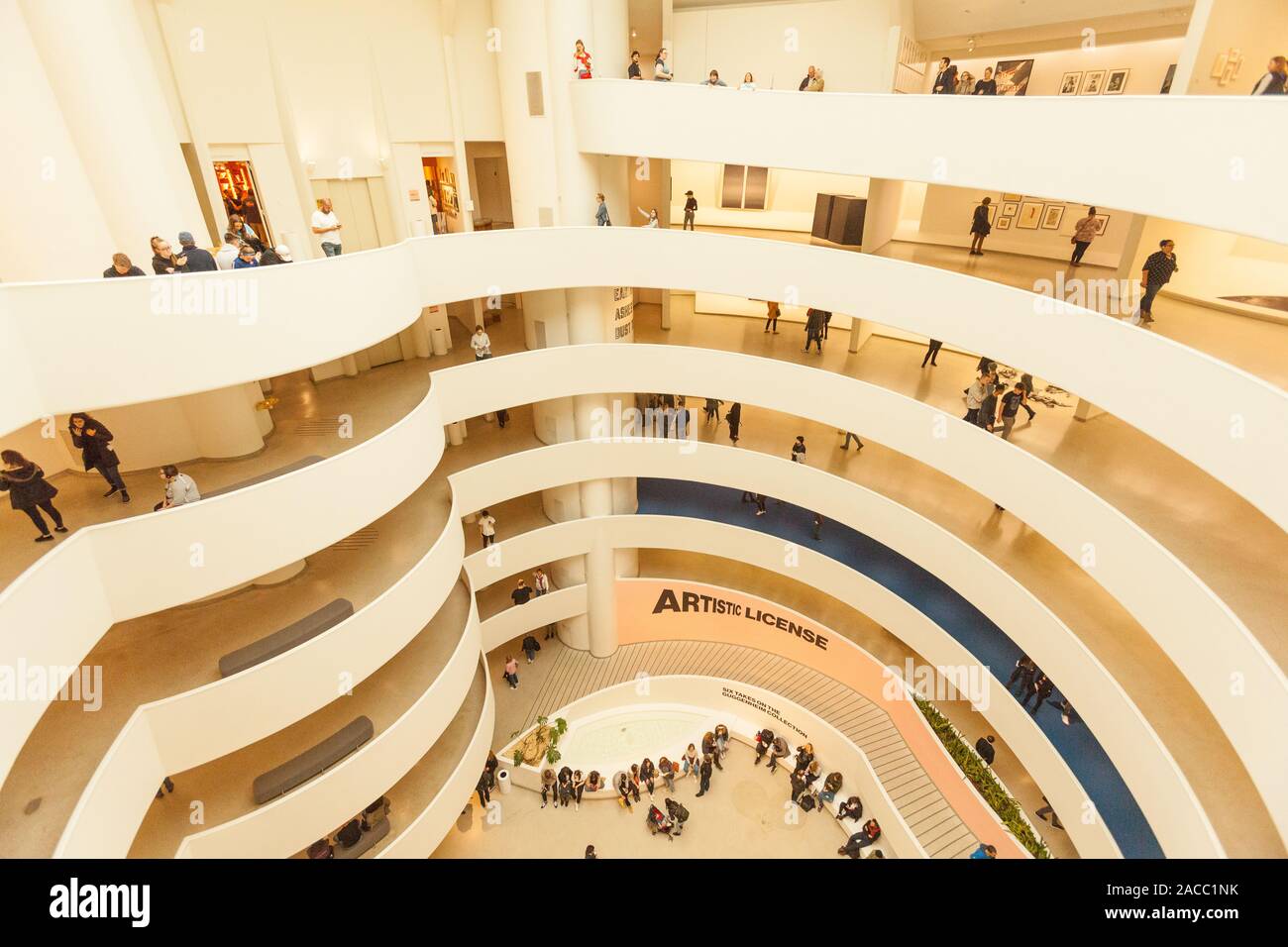 The Spiral Rotunda atrium inside the Guggenheim Museum, Fifth Avenue, Manhattan, New York City, United States of America. Stock Photo