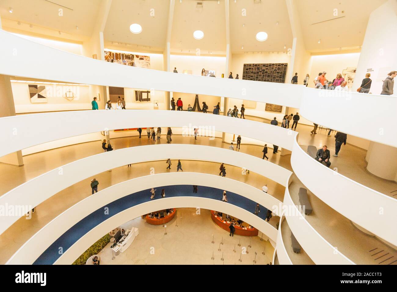 The Spiral Rotunda atrium inside the Guggenheim Museum, Fifth Avenue, Manhattan, New York City, United States of America. Stock Photo