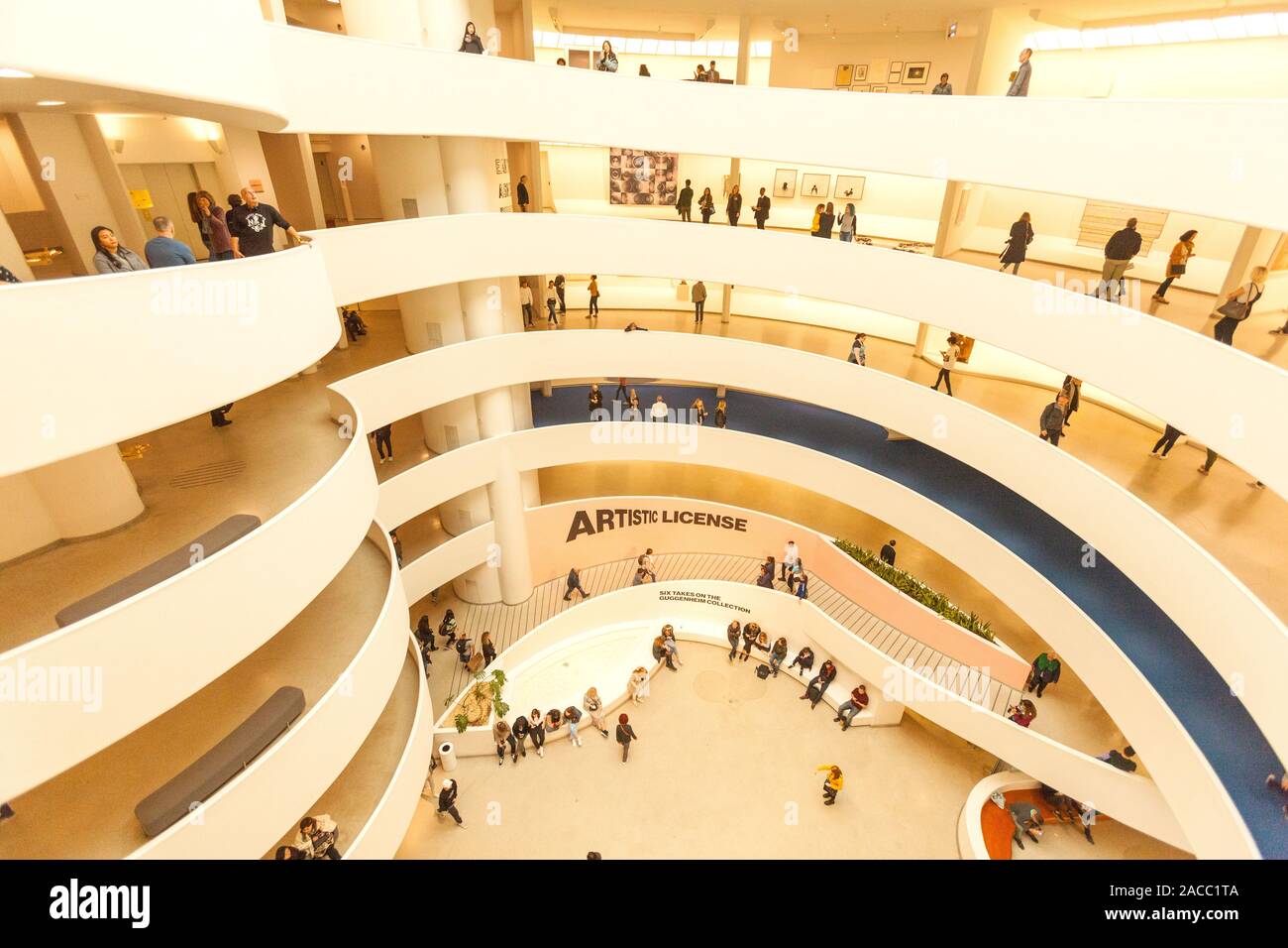 The Spiral Rotunda atrium inside the Guggenheim Museum, Fifth Avenue, Manhattan, New York City, United States of America. Stock Photo