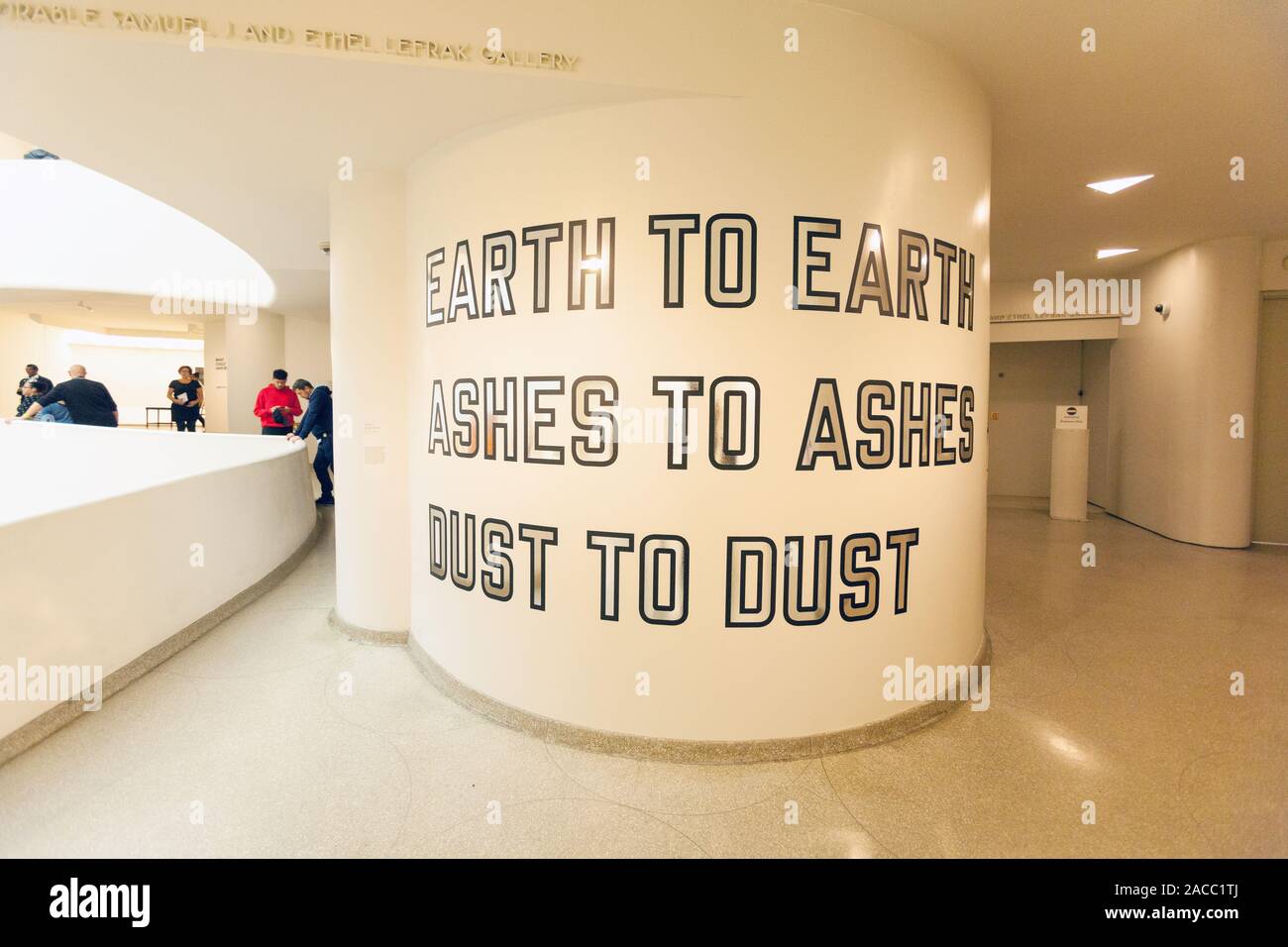 Lawrence Weiner, Earth to Earth ashes to Ashes Dust To Dust installation at the Guggenheim, New York City, United States of America. Stock Photo