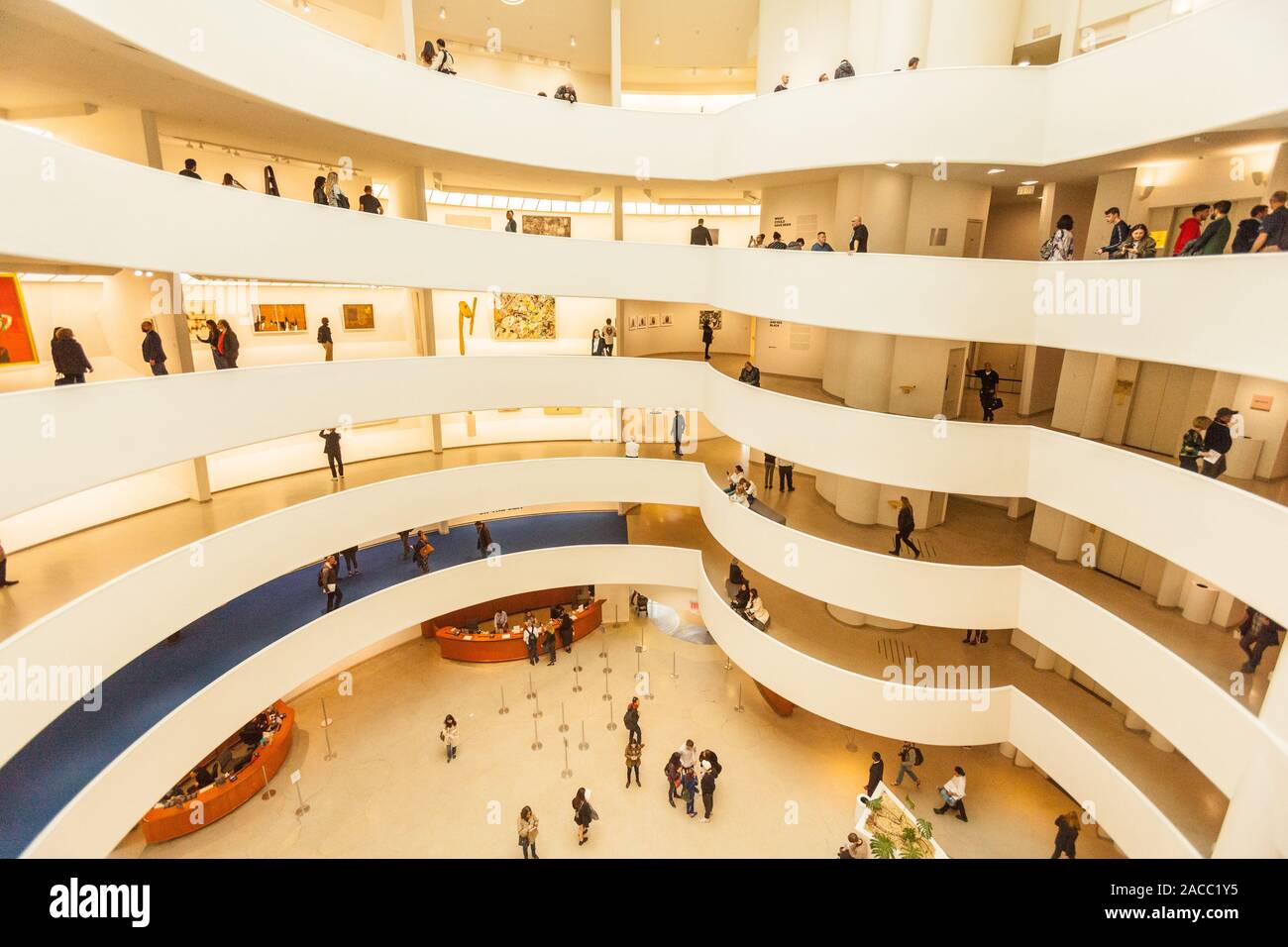 The Spiral Rotunda atrium inside the Guggenheim Museum, Fifth Avenue, Manhattan, New York City, United States of America. Stock Photo
