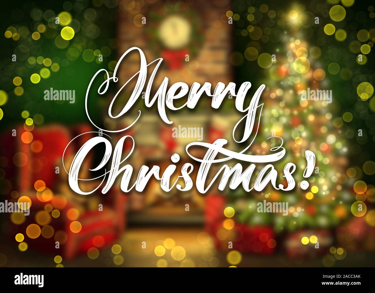 Merry Christmas. Christmas greeting. Handwritten inscription on