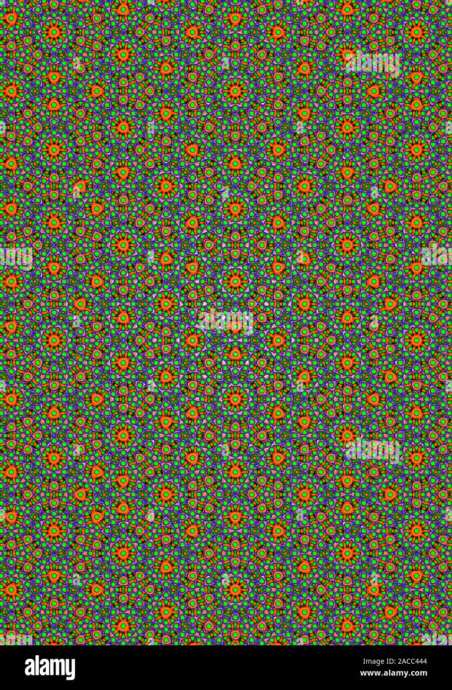 Quasi Pattern Quasicrystal. Computer model of a quasicrystal pattern. The crystals ...