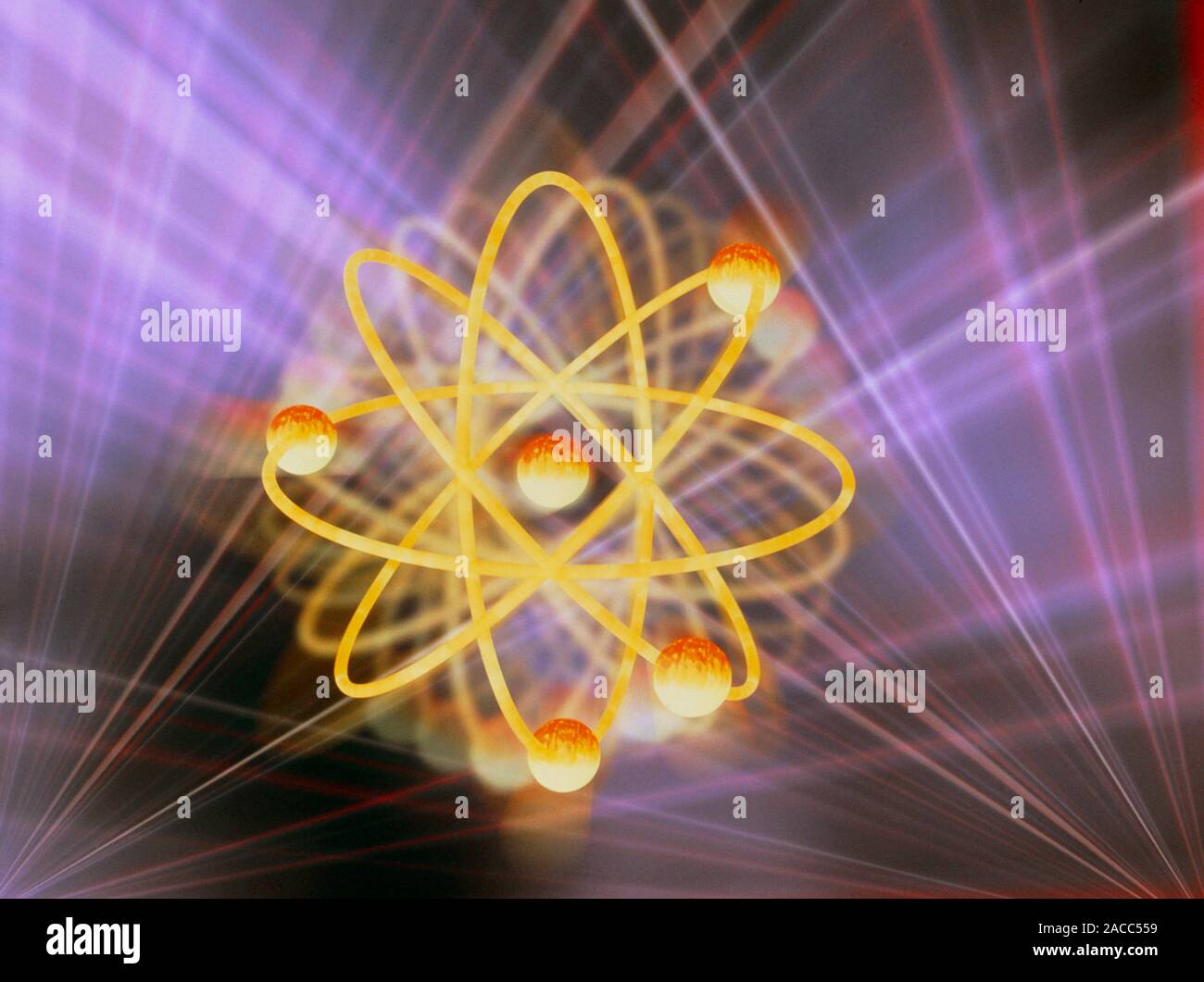 Atomic structure. Computer artwork representing a single atom of ...