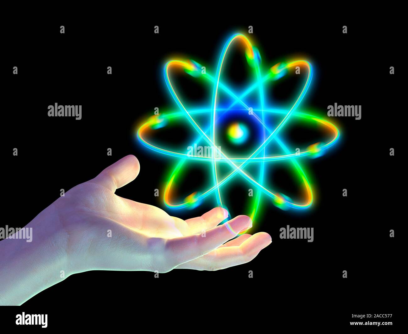Atomic structure. Computer artwork representing an atomic structure ...