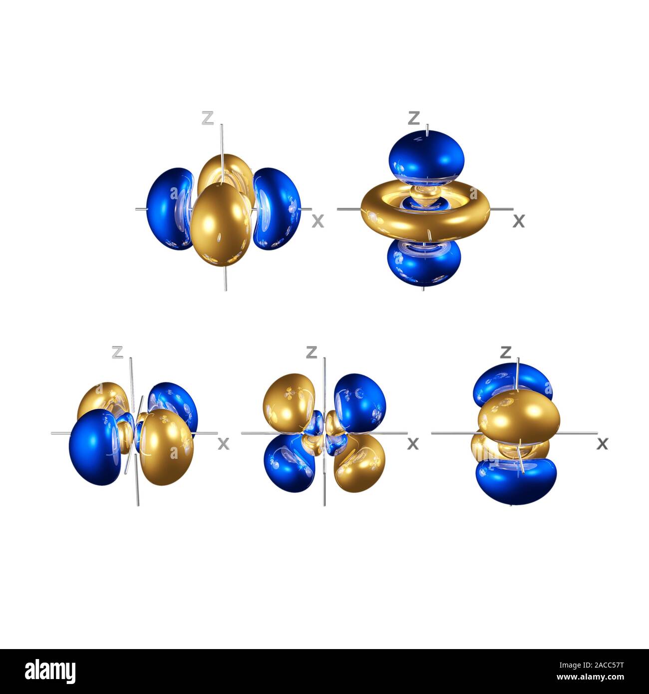 4d electron orbitals, computer model. An electron orbital is a region ...