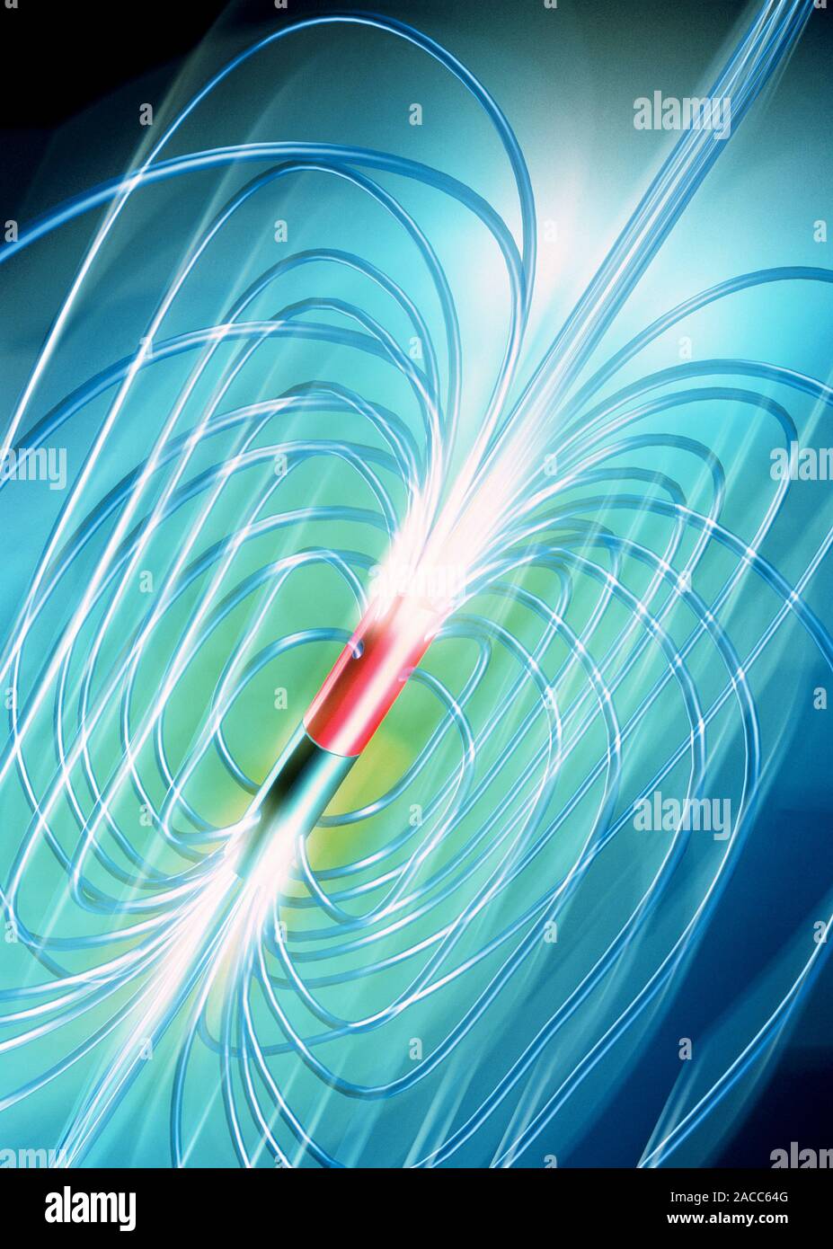 Magnetic field. Computer artwork of the magnetic field around a magnet ...